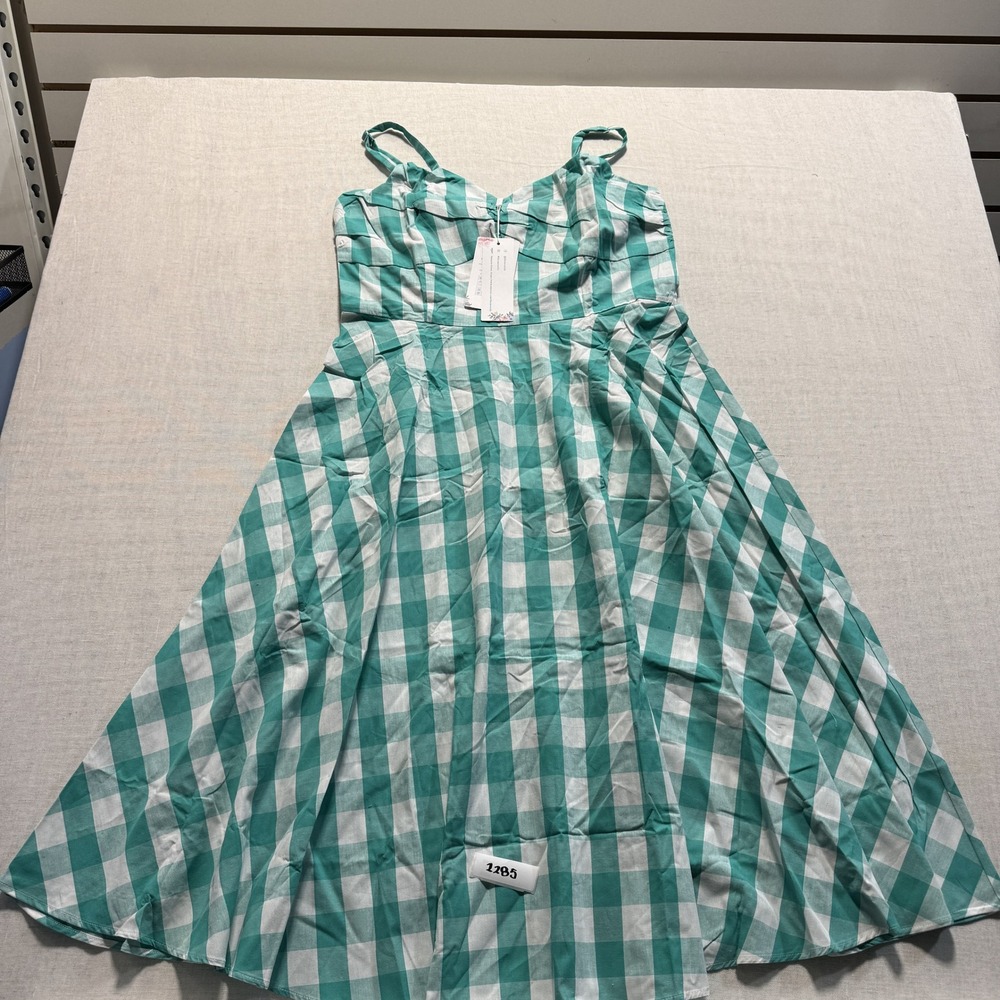 IBTOM‎ CASTLE Gingham Midi Dress Women Sz 2XL New With Tags